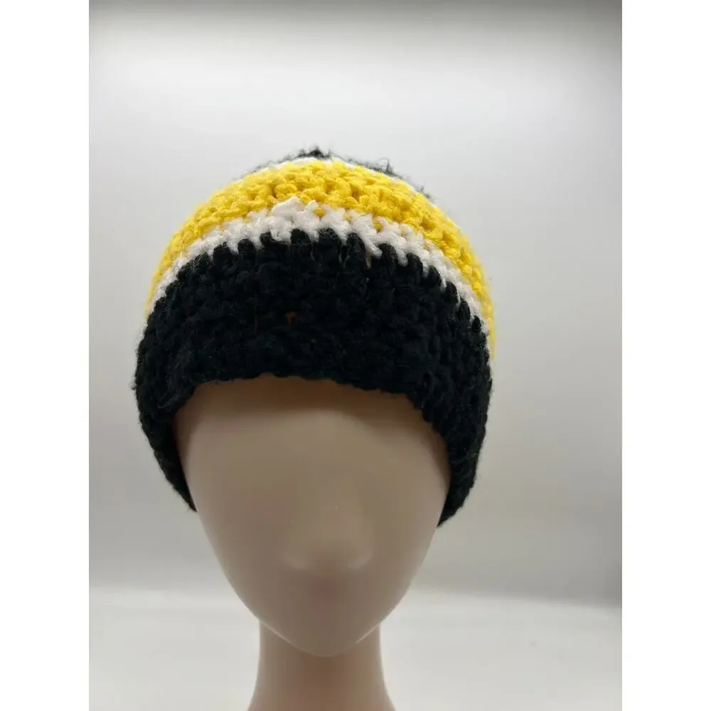 Knit Woven Black white‎ yellow Steelers Beanie Knit Hat Outdoors Unisex Small